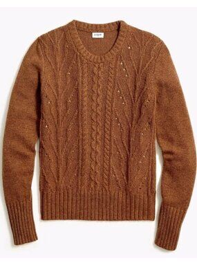 J.Crew Factory Pointelle Wool Blend Cable Knit Pullover Sweater - Size XL - NWT